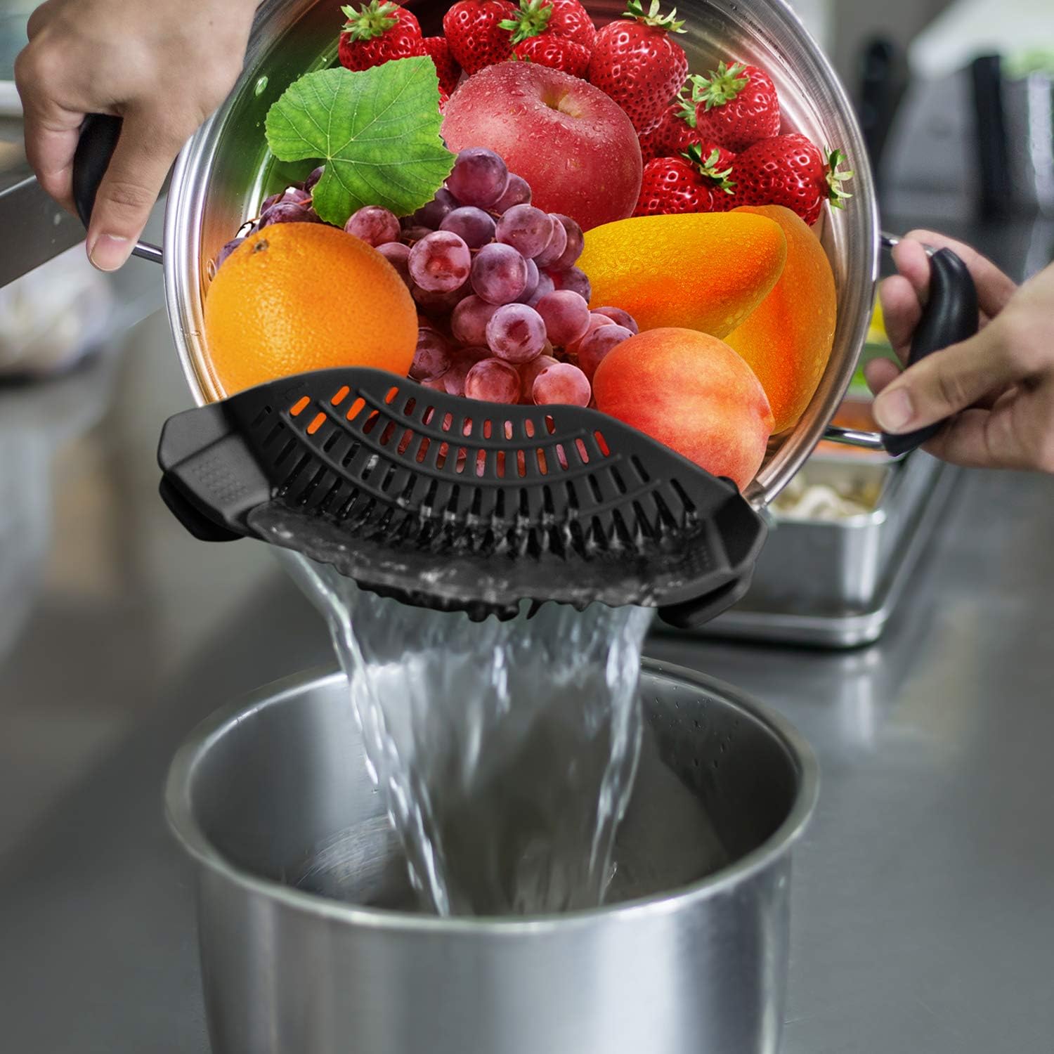 Clip On Silicone Strainer, Pasta Strainer, Clip on Food Strainer, Kitchen Strainer Clip On Silicone Strainer, Pasta Strainer, Clip on Food Strainer, Kitchen Strainer
